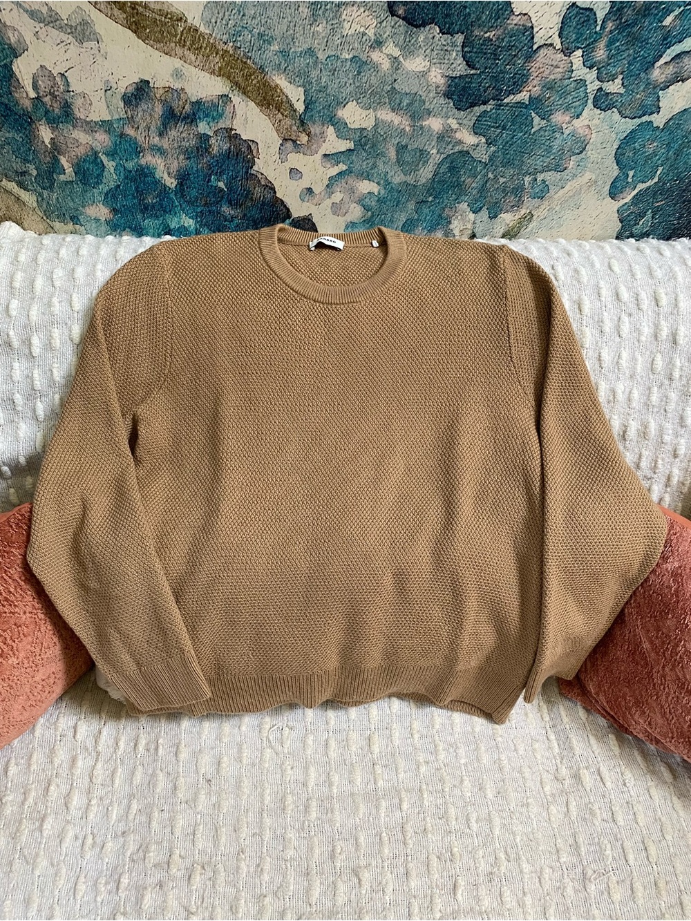 {Sandro} Cotton Waffle Crewneck Sweater
